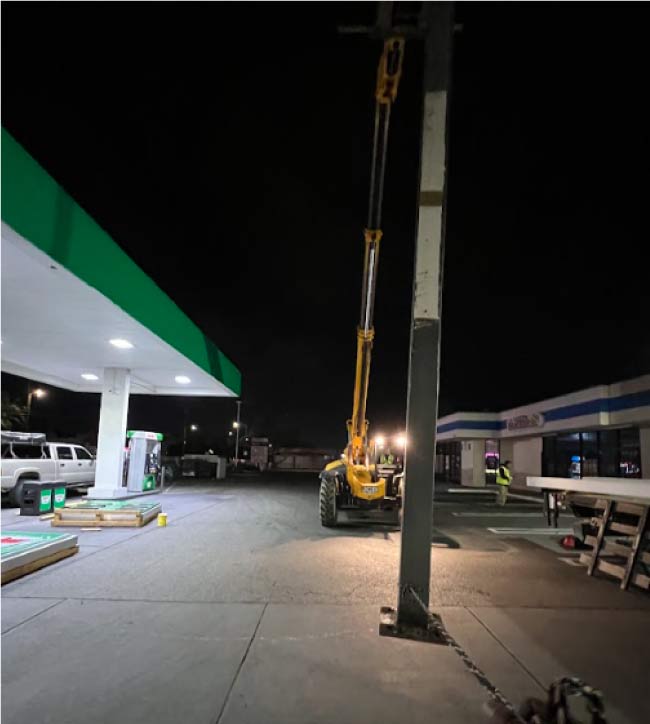 commercial electricians working on a gas station in visalia, ca