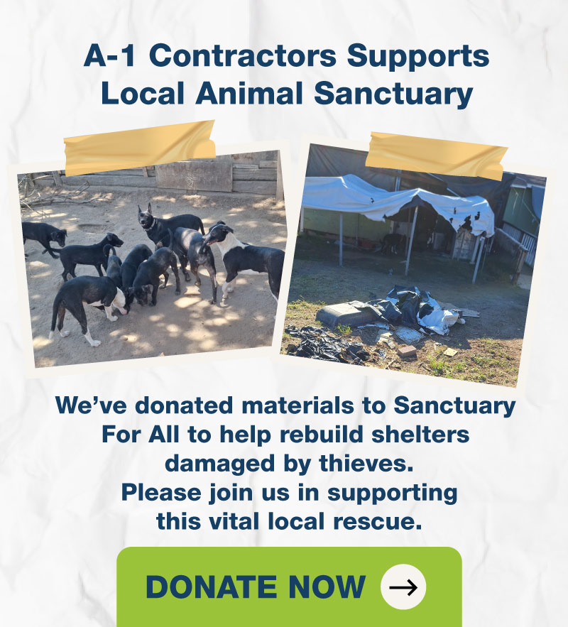 We’ve donated materials to Sanctuary For All to help rebuild shelters damaged by thieves. Please join us in supporting this vital local rescue.