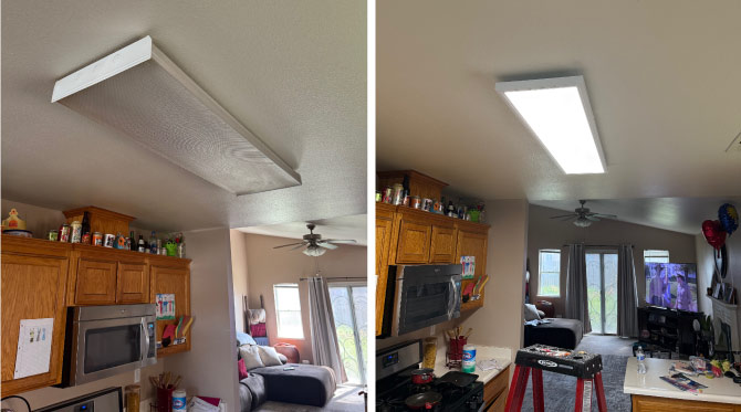 new  lighting installed in a kitchen remodeling in visalia, ca